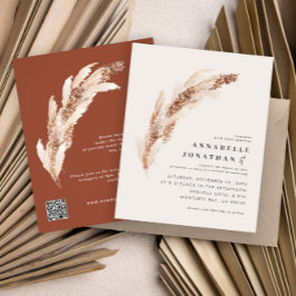 Flyer Boda elegante con hierba de pampas boho natural pr