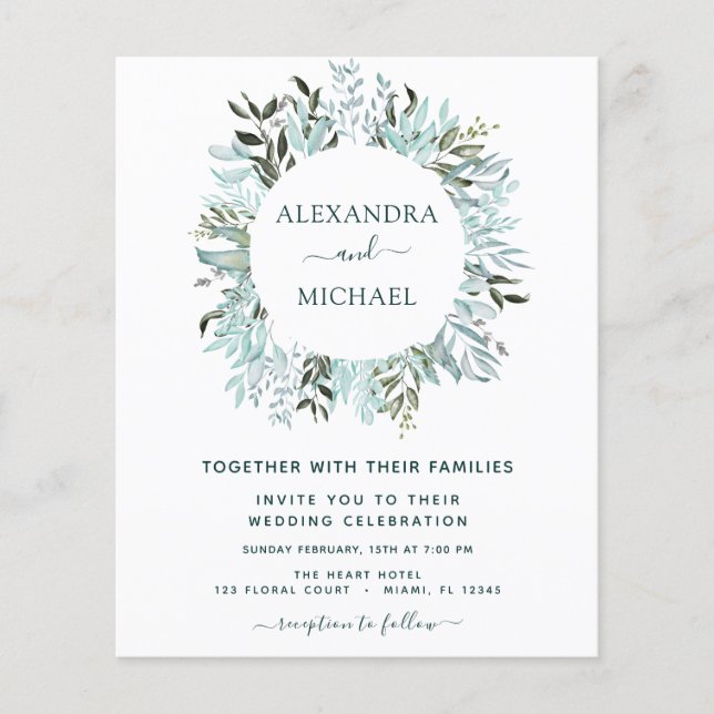 Flyer Boda elegante de Eucalyptus Greenery (Frente)