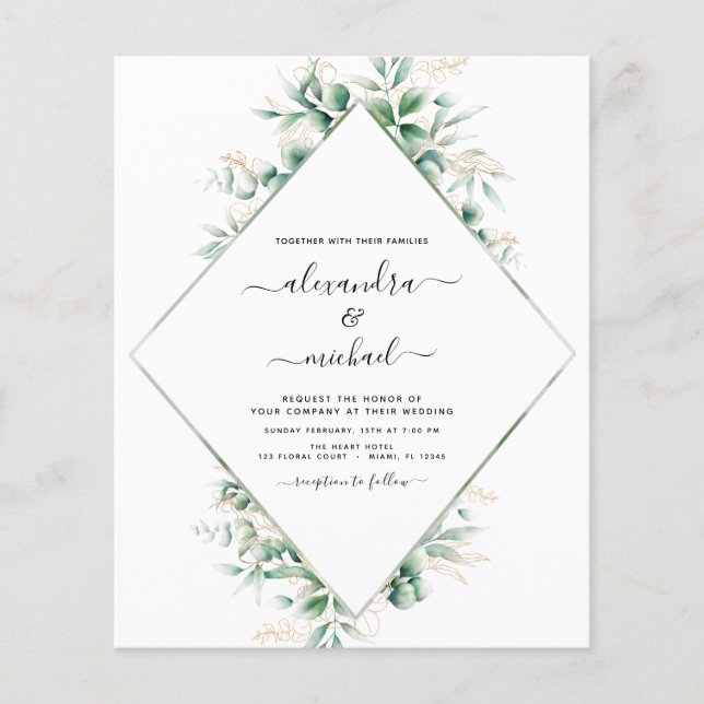 Flyer Boda elegante de Eucalyptus Greenery (Frente)