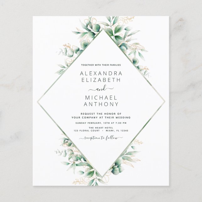 Flyer Boda elegante de Eucalyptus Greenery (Frente)