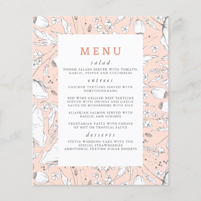 Flyer Boda Elegante De Flores Silvestres De Mano (Frente)