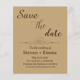 Flyer Boda elegante de presupuesto Guardar las invitacio