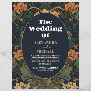 Flyer Boda elegante floral Art Nouveau con presupuesto
