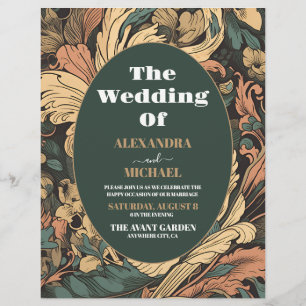 Flyer Boda elegante floral Art Nouveau con presupuesto
