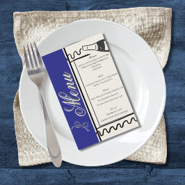 Flyer Boda elegante simple dibujada a mano azul y crema