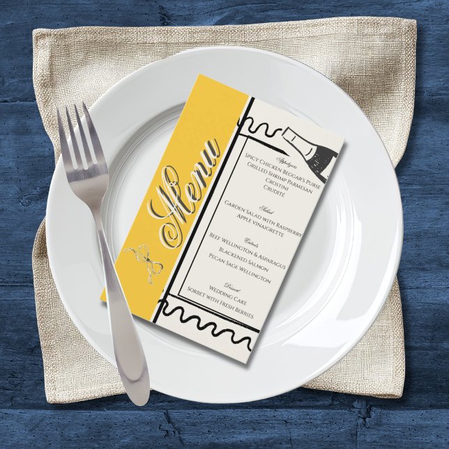 Flyer Boda elegante simple dibujada a mano en amarillo y (Subido por el creador)