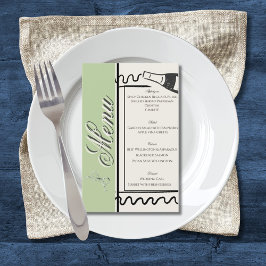 Flyer Boda elegante simple dibujada a mano verde y crema
