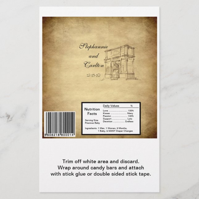 Flyer Boda en Roma Hershey's Large Bar Wrapper (Frente)
