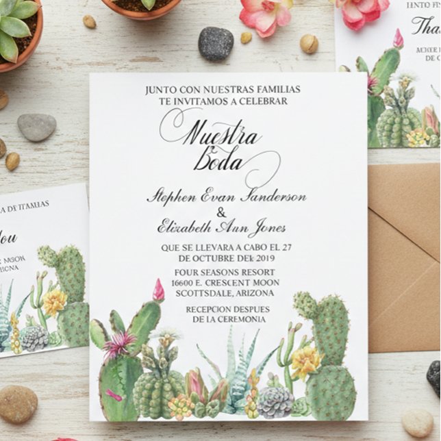 Flyer Boda español Cactus Succulent Garden Invitación (Subido por el creador)