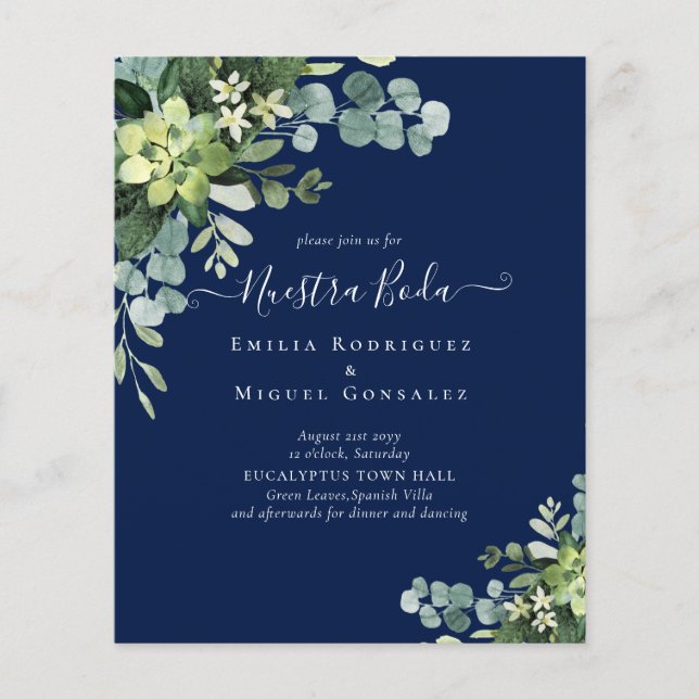 Flyer Boda español NUESTRA BODA Eucalyptus Greenerenery (Frente)