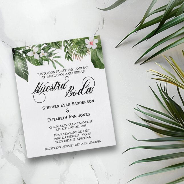 Flyer Boda español Tropical deja a Nuestra Boda invitada (Subido por el creador)