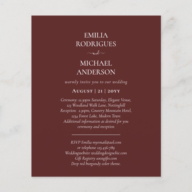 Flyer Boda española invita a consejo presupuestario BILI (Frente)