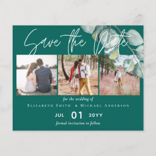 Flyer Boda EUCALYPTUS blanco de bajo presupuesto VERDE A