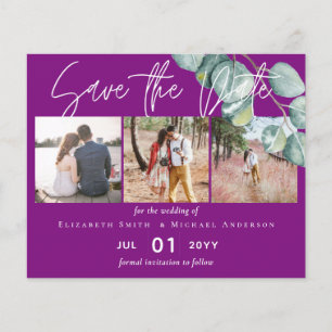 Flyer Boda EUCALYPTUS blanco de VIOLET de bajo presupues