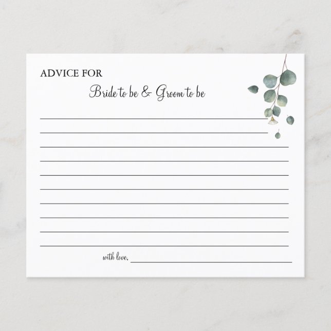 Flyer Boda Eucalyptus Green Ducha con tarjeta de consejo (Frente)