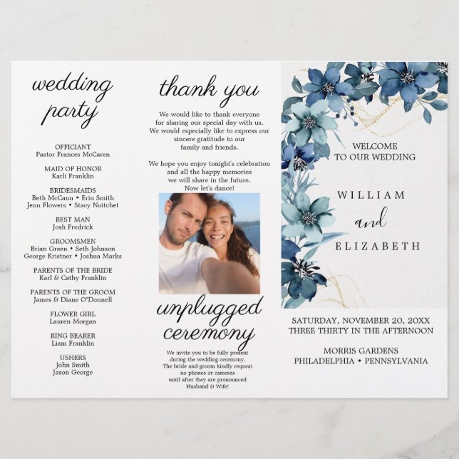 Flyer Boda floral acuarela de verano (Frente)
