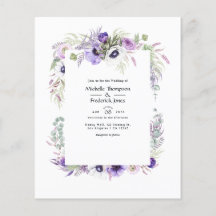 Boda Floral Acuarela Violeta Polvoriento Presupues