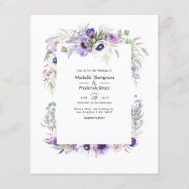 Flyer Boda Floral Acuarela Violeta Polvoriento Presupues