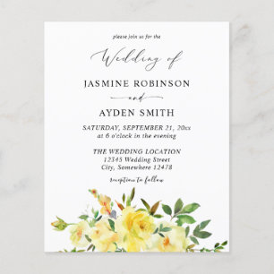Flyer Boda floral amarillo presupuesto