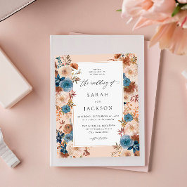 Flyer Boda floral azul y beige presupuestal S2