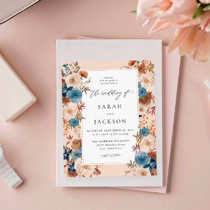 Flyer Boda floral azul y beige presupuestal S2
