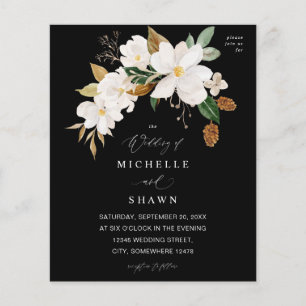 Flyer Boda floral blanca de Magnolia con presupuesto - n