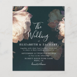 Flyer Boda Floral Blanco Verde Vintage Presupuestario