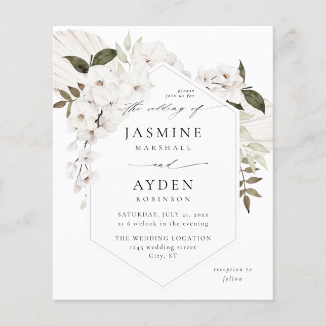 Flyer Boda floral Boho blanco V3 LN (Frente)