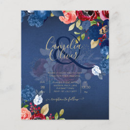 Flyer Boda Floral Burgundy Rústica