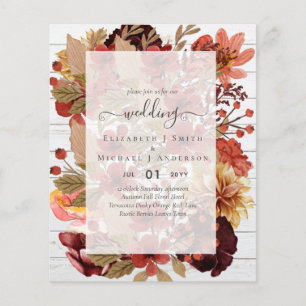 Flyer Boda Floral Caída - PRESUPUESTO Naranja Borgoña