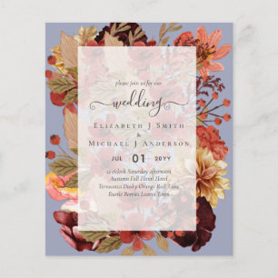 Flyer Boda Floral Caída - PRESUPUESTO Naranja Borgoña