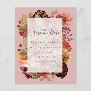 Flyer Boda Floral Caída - PRESUPUESTO Naranja Borgoña