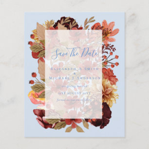 Flyer Boda Floral Caída - PRESUPUESTO Naranja Borgoña