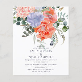 Flyer Boda floral color agua rosa y azul de Rubor