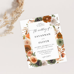 Flyer Boda floral de algodón verde y terrestre S2 -WHI