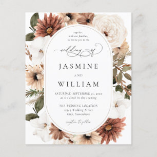 Flyer Boda floral de Boho neutro y ruso de presupuesto S