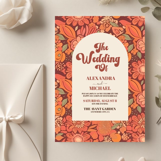 Flyer Boda floral de Budget Arch Groovy Retro 70 (Subido por el creador)