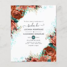 Boda floral de coral y turquesa española