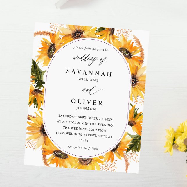 Flyer Boda floral de girasol de otoño - blanco (Subido por el creador)