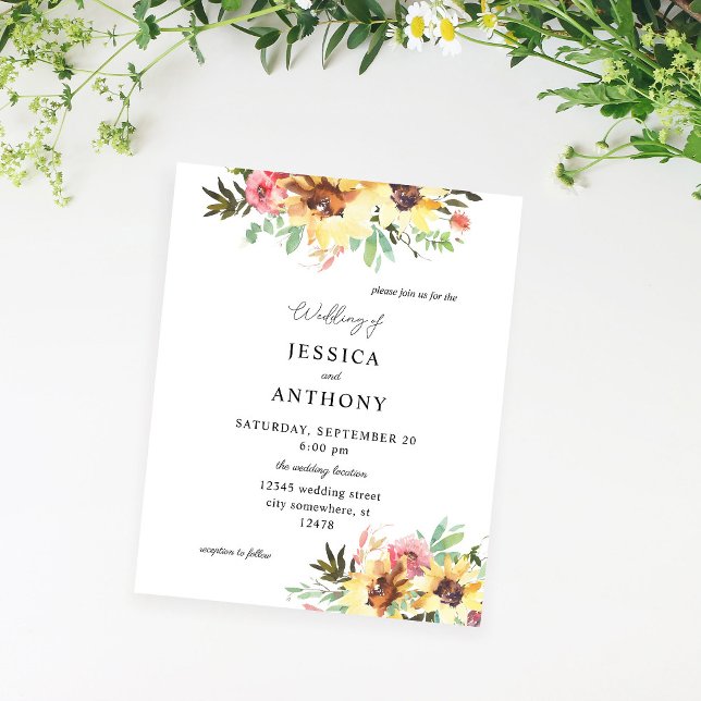 Flyer Boda floral de girasol de verano de presupuesto (Subido por el creador)