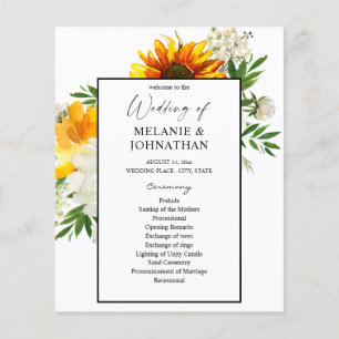 Flyer Boda floral de girasoles con estilo artístico y pr