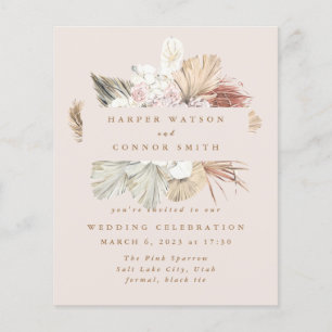 Flyer Boda floral de hierba de Rubor Wreath Pampas