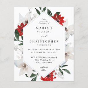 Flyer Boda Floral de Navidades blancos y rojos de presup