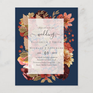 Flyer Boda floral de otoño - PRESUPUESTO Burdeos Naranja