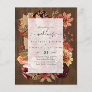 Flyer Boda floral de otoño - PRESUPUESTO de burdeos nara