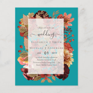 Flyer Boda floral de otoño - PRESUPUESTO de naranja burd