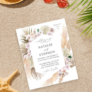 Flyer Boda Floral de Playa con Hierba de Pampas Boho de