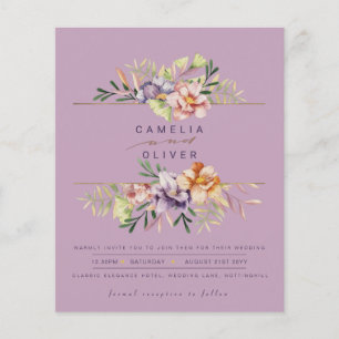 Flyer Boda floral de Pluma de Presupuestos Invitar Códig