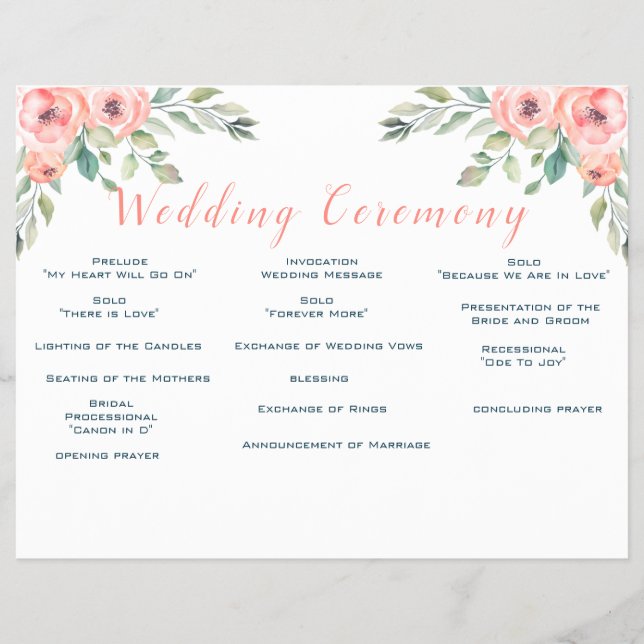 Flyer Boda Floral de Rosas de Engranaje Romántico (Frente)