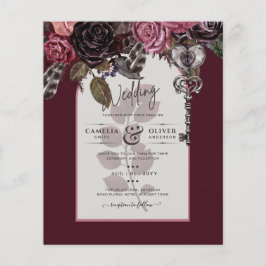 Flyer Boda floral de vino de Borgoña otoño INVITE invier